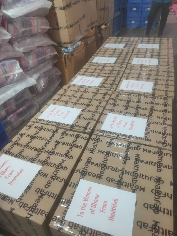 HealthFab reusable menstrual product stock prepared for distribution